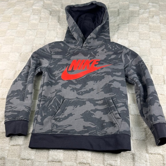 Nike Other - Nike Kids Grey Camo Pullover Hoodie Red Logo‎ Size 5 4-5 Years Sweatshirt